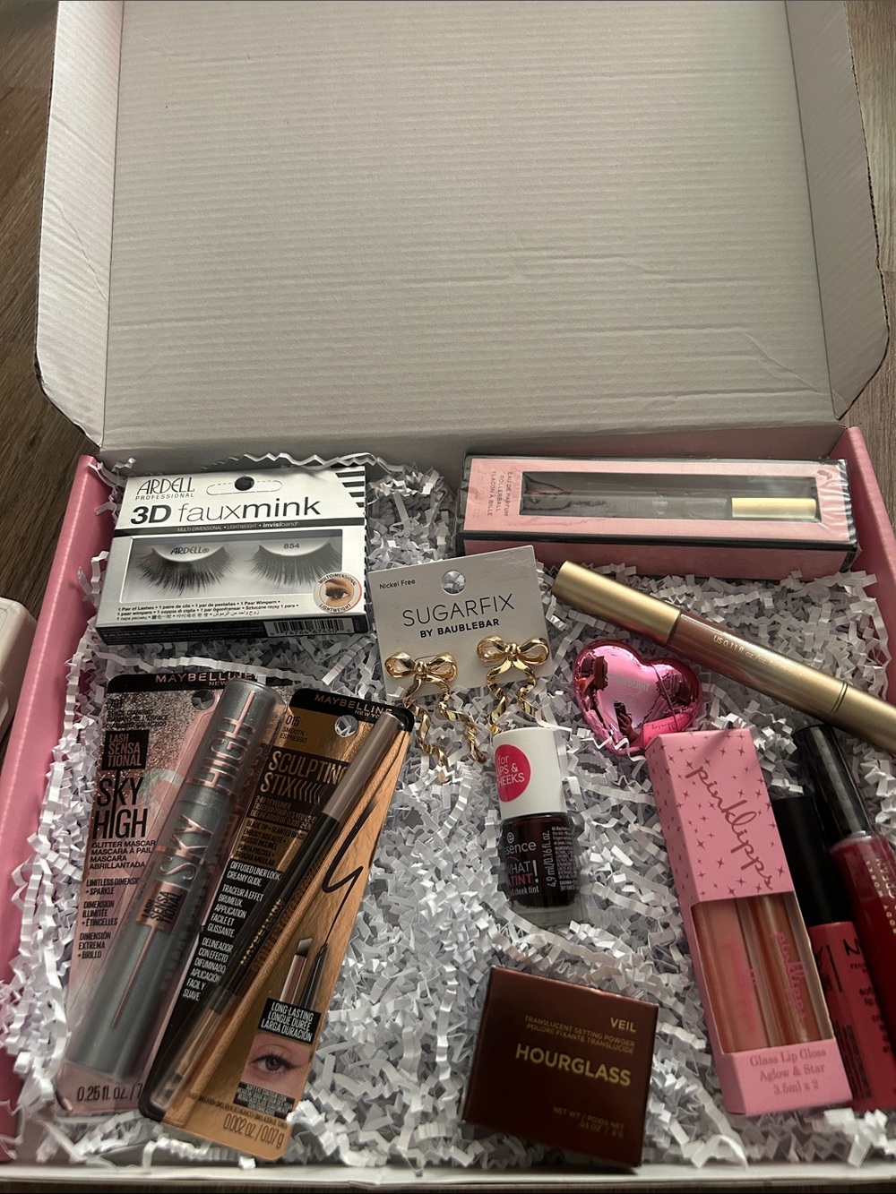 Bundle Cosmetic Set with Pink Accents and Gold Packaging